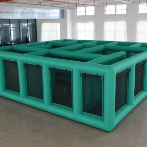 Commercial Inflatable Maze - Teal Mesh Panel Open Top - product view 1