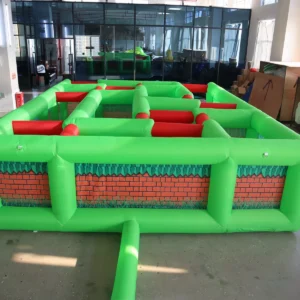 Commercial Inflatable Maze - Green Brick Print Low Wall - product view 2
