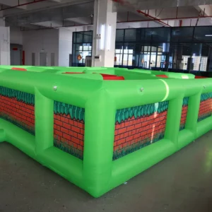 Commercial Inflatable Maze - Green Brick Print Low Wall - product view 5