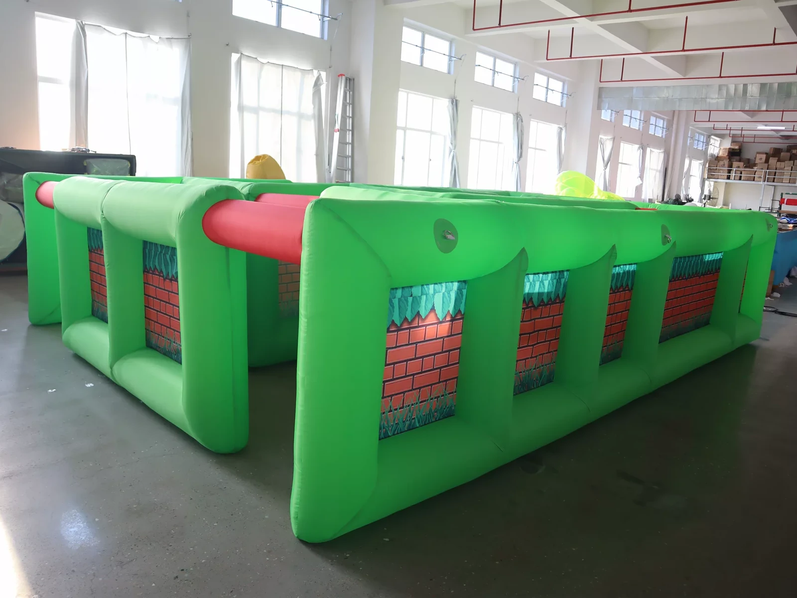 Commercial Inflatable Maze - Green Brick Print Low Wall - product view 1