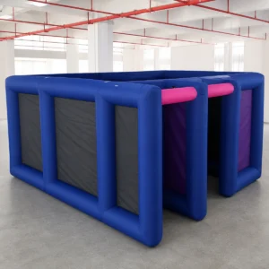 Commercial Inflatable Maze - Blue Gray Dual Passage Open Top - product view 1