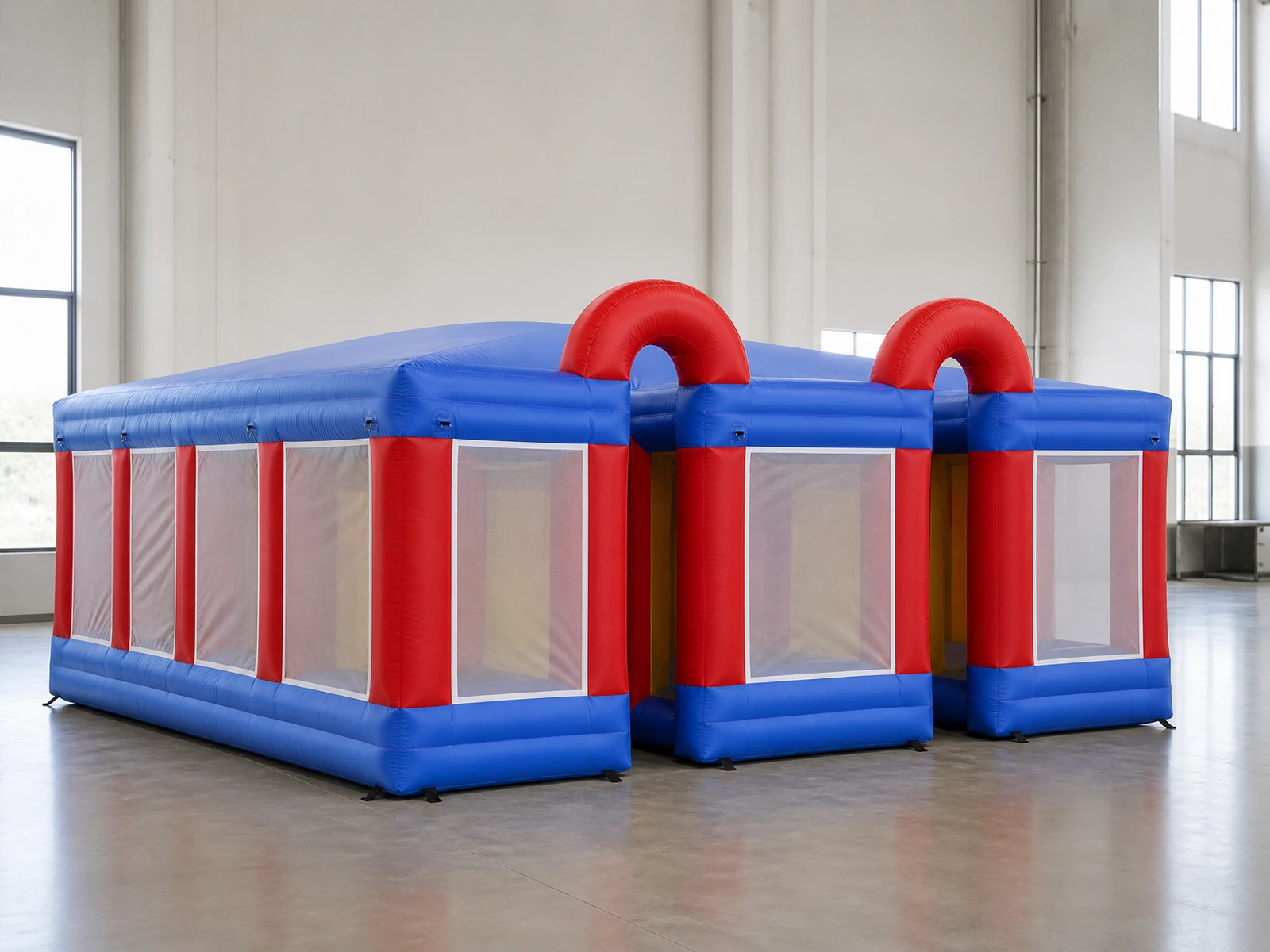 Commercial Inflatable Maze - Red Blue White Mesh Fully Covered - product view 1