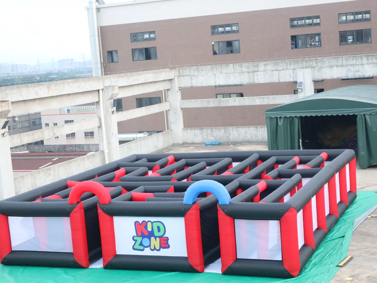 Commercial Inflatable Maze - Red Black White Mesh Open Top - product view 1