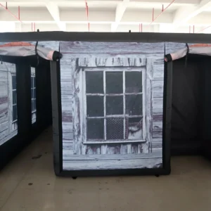 Commercial Inflatable Maze - Gray Wood Window Open Top - product view 3