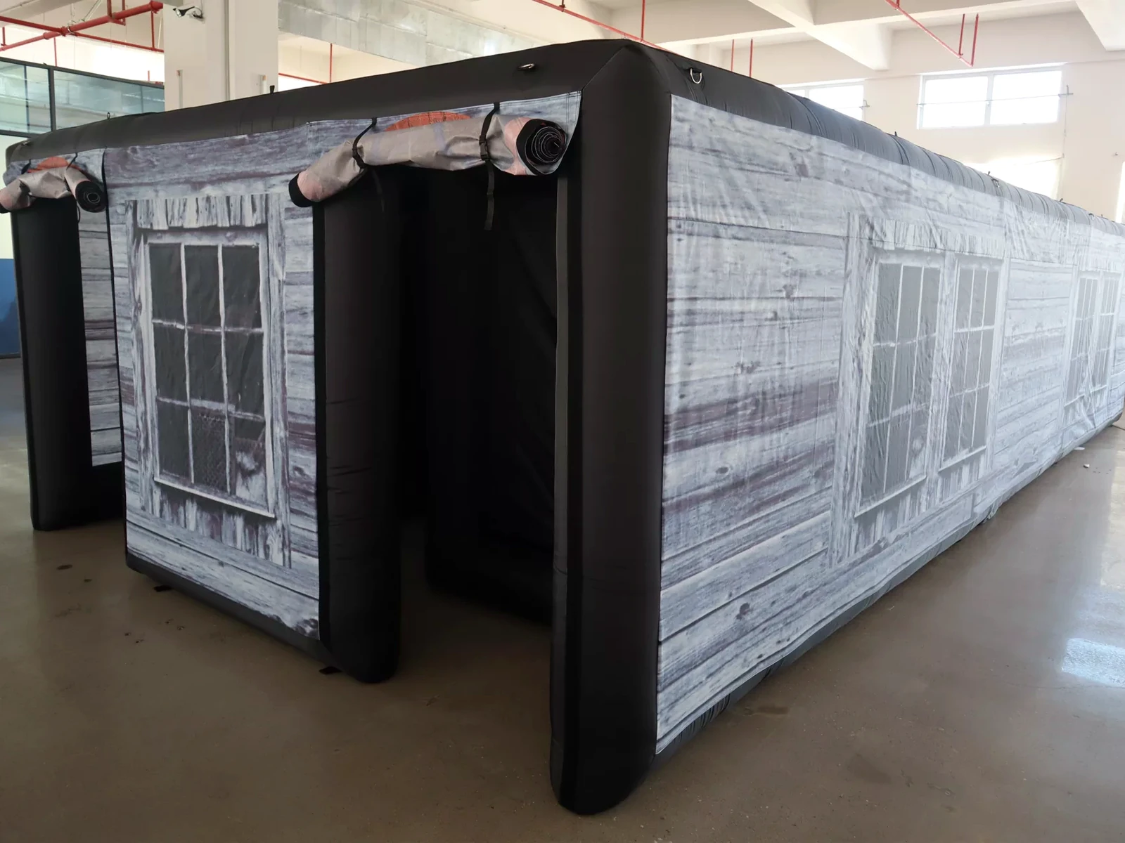 Commercial Inflatable Maze - Gray Wood Window Open Top - product view 1