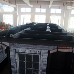 Commercial Inflatable Maze - Gray Wood Window Open Top - product view 2