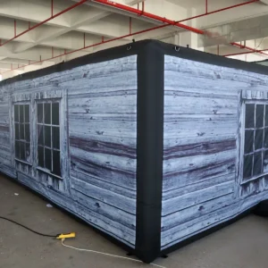 Commercial Inflatable Maze - Gray Wood Window Open Top - product view 5