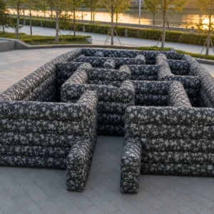 Commercial Inflatable Maze - Gray Camouflage Open Top - product view 3