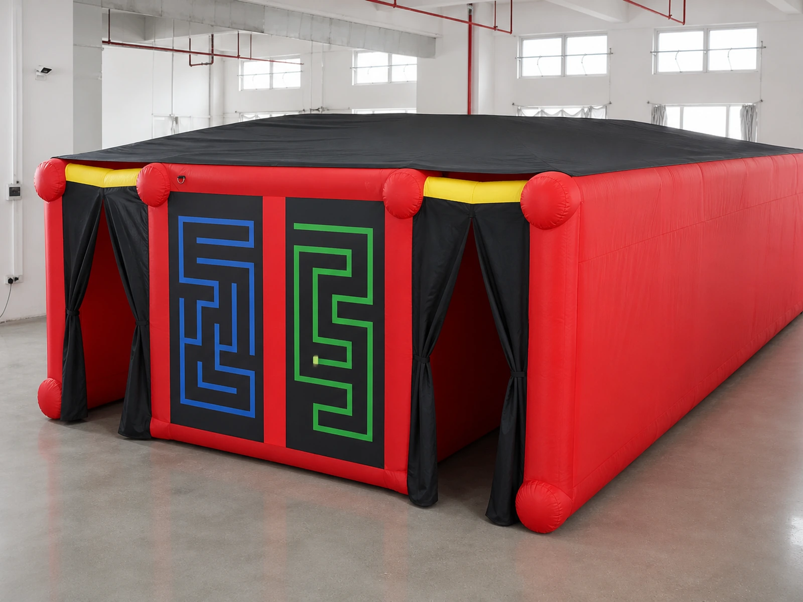 Commercial Inflatable Maze - Red Twin Entry Covered - product view 1