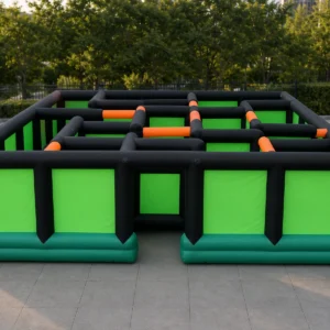 Commercial Inflatable Maze - Black Green Open Top Obstacle Route - product view 3