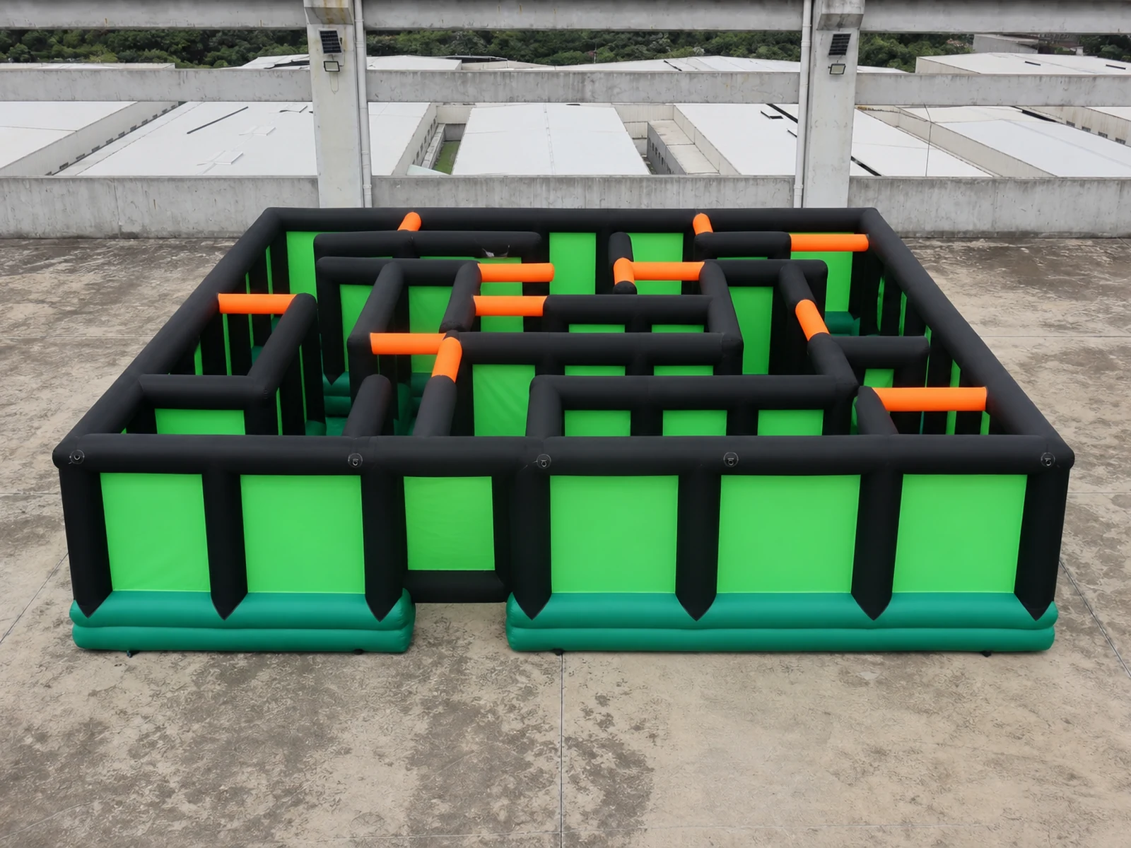 Commercial Inflatable Maze - Black Green Open Top Obstacle Route - product view 1