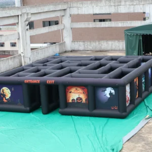 Commercial Inflatable Maze - Black Open-Top Halloween Route - product view 1
