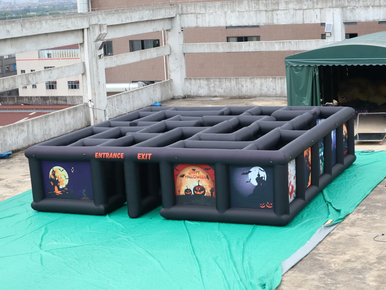 Commercial Inflatable Maze - Black Open-Top Halloween Route - product view 1