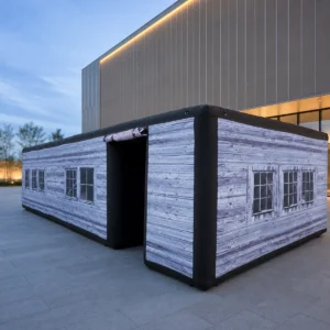 Commercial Inflatable Maze - Gray Wood Flat-Roof Enclosed - product view 3