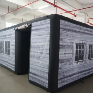 Commercial Inflatable Maze - Gray Wood Flat-Roof Enclosed - product view 2