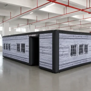 Commercial Inflatable Maze - Gray Wood Flat-Roof Enclosed - product view 1