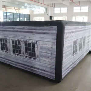 Commercial Inflatable Maze - Gray Wood Flat-Roof Enclosed - product view 6