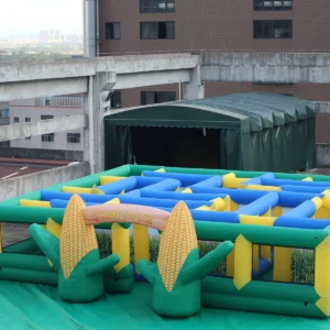 Commercial Inflatable Maze - Green Yellow Corn Open Top - 10 x 10m - P165 - product view 3