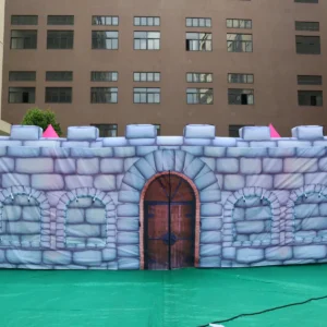 Commercial Inflatable Maze - Gray Pink Castle Open Top - product view 2