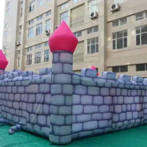 Commercial Inflatable Maze - Gray Pink Castle Open Top - product view 3