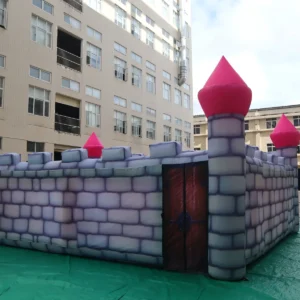 Commercial Inflatable Maze - Gray Pink Castle Open Top - product view 4