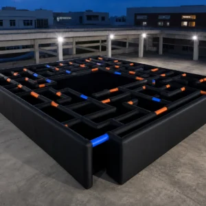 Commercial Inflatable Maze - 16x16m Black Orange Blue Open Top - product view 3