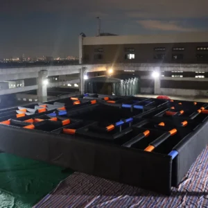 Commercial Inflatable Maze - 16x16m Black Orange Blue Open Top - product view 2