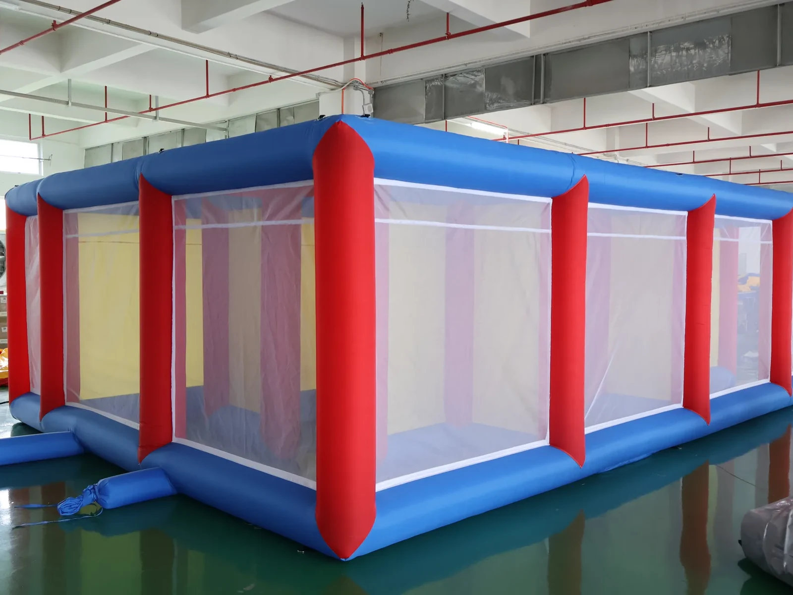 Commercial Inflatable Maze - Red Blue Yellow Mesh Open Top - product view 1