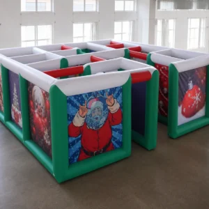 Commercial Inflatable Maze - Green Christmas Printed Open Top - product view 3