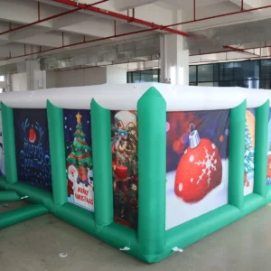 Commercial Inflatable Maze - Green Christmas Printed Open Top - product view 4