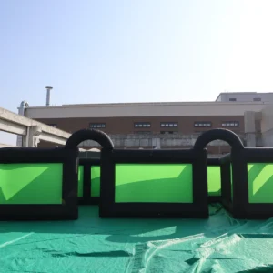 Commercial Inflatable Maze - Black Lime Green Dual Arch Open Top - product view 1