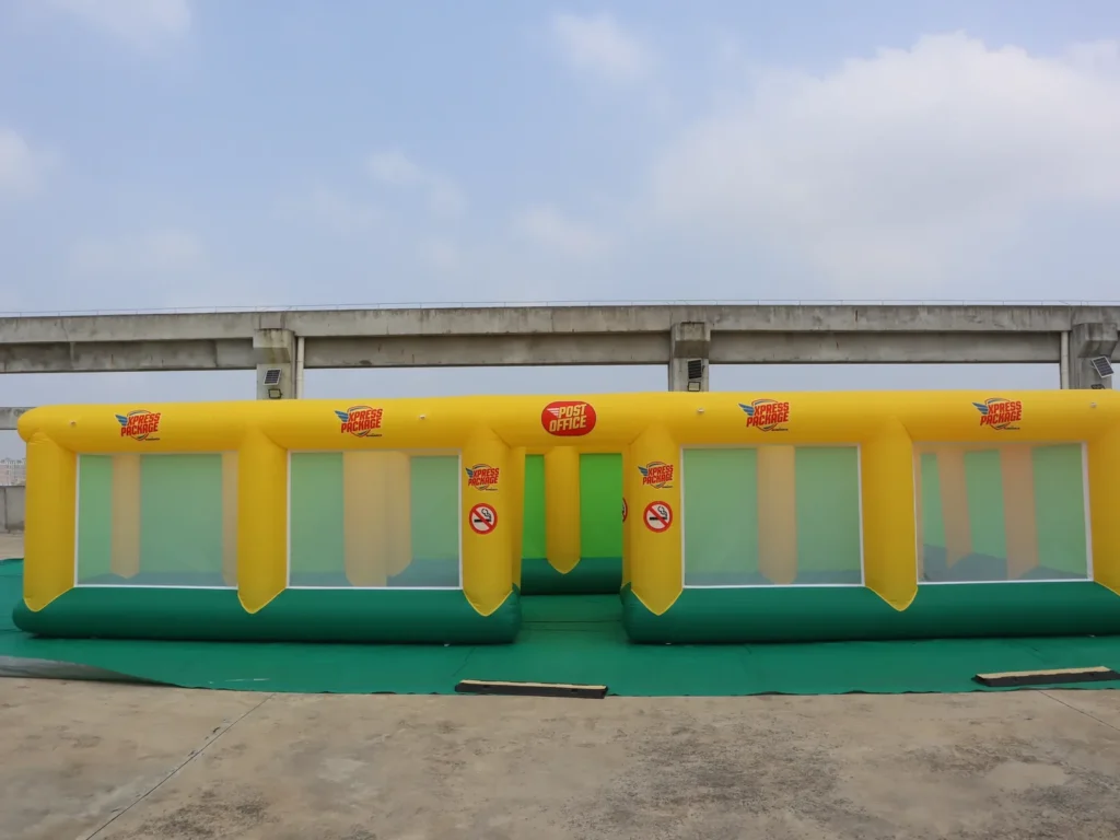 Commercial Inflatable Maze - Yellow Green Open Top - 10 x 10 x 2m - P186