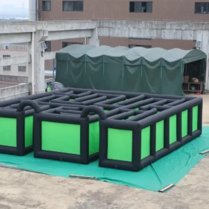 Commercial Inflatable Maze - Black and Green Open Grid - product view 1