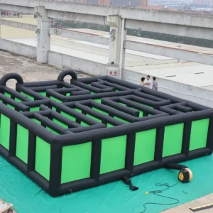 Commercial Inflatable Maze - Black and Green Open Grid - product view 3