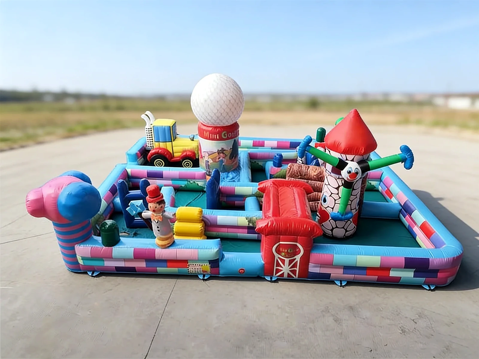 Commercial Inflatable Maze - Pastel Farm Open Top Activity Maze - product view 1