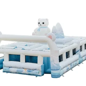 Commercial Inflatable Maze - White Blue Polar Bear Open-Top Maze - product view 5