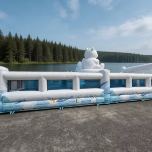 Commercial Inflatable Maze - White Blue Polar Bear Open-Top Maze - product view 2