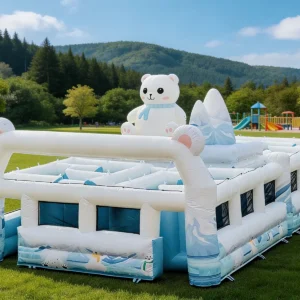 Commercial Inflatable Maze - White Blue Polar Bear Open-Top Maze - product view 1