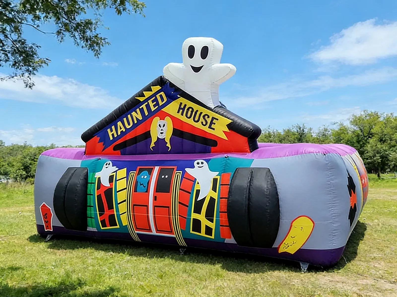 Commercial Inflatable Maze - Gray Purple Haunted House Covered - product view 1
