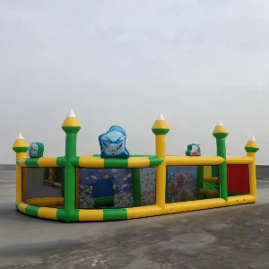 Commercial Inflatable Maze - Yellow Green Shark Obstacle - product view 3