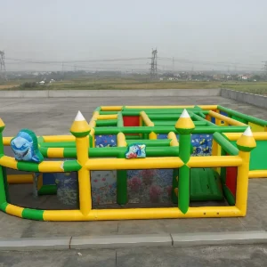 Commercial Inflatable Maze - Yellow Green Shark Obstacle - product view 1