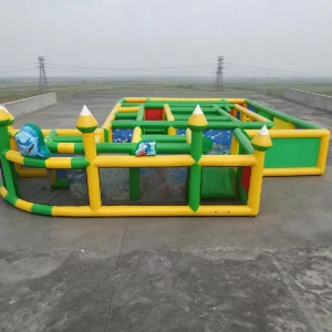 Commercial Inflatable Maze - Yellow Green Shark Obstacle - product view 2