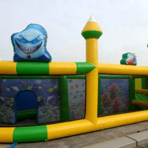 Commercial Inflatable Maze - Yellow Green Shark Obstacle - product view 4
